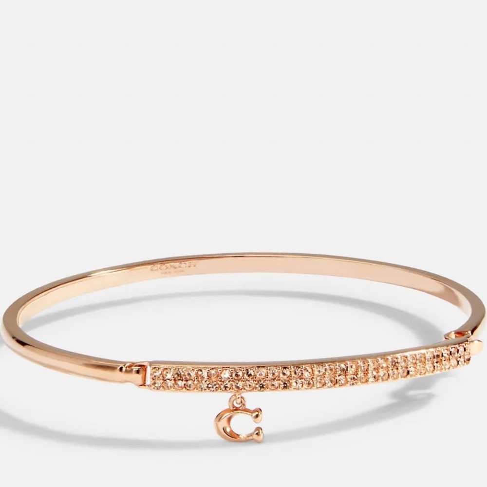 COACH Rose Gold Pave Bar C bracelet MSRP $98 nwt
